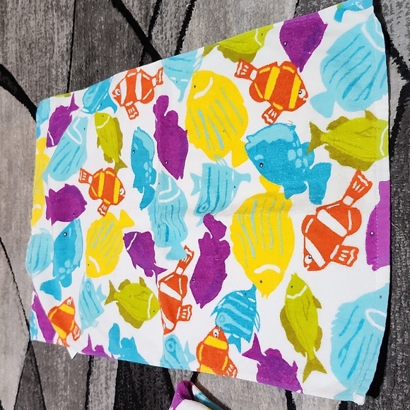 HOME STUDIO TROPICAL FISH THICK COTTON BATH/KITCHEN TOWELS SET-OF-2 PRICE FIRM - Picture 4 of 11